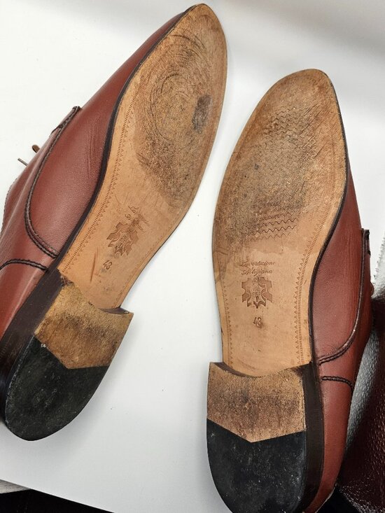 Linea Genchi Brown Leather Almond‑Toe Derby Shoes – Made in Italy – Size 43 main image 5